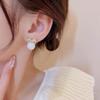 Princess Stylish Mermaid Pearl Earrings Sparkling Zircon Stones Fashionable And Delicate White Color