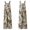 Tuta da Donna Senza Maniche con Stampa Floreale Rompers Pantaloni Larghi con Pettorina Pantaloni Lunghi Bretelle Tuta Pantalon Femme