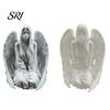 Simple Angel Decor 3D Printed Figurine, Desktop Ornament, Resin Sculpture Pleated Clothes for Bedroom Entrance Hall Study Room Stylish Home