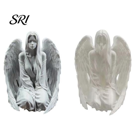 Simple Angel Decor 3D Printed Figurine, Desktop Ornament, Resin Sculpture Pleated Clothes for Bedroom Entrance Hall Study Room Stylish Home