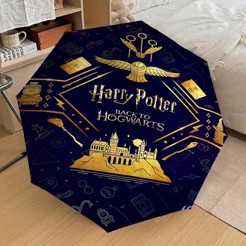 1 ks deštníku Hogwarts Harry Potter - 8 žeber vyztužený, automatické otevírání, lehký a odolný, roztomilý módní doplněk pro venkovní použití, D2699