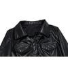 Faux Leather Short Jacket Y2K Turn-down Collar Fashion Botton Decoration PU Coat Grunge Street Casual Coat Sexy Girl Motorcycle Single Breasted Jacket