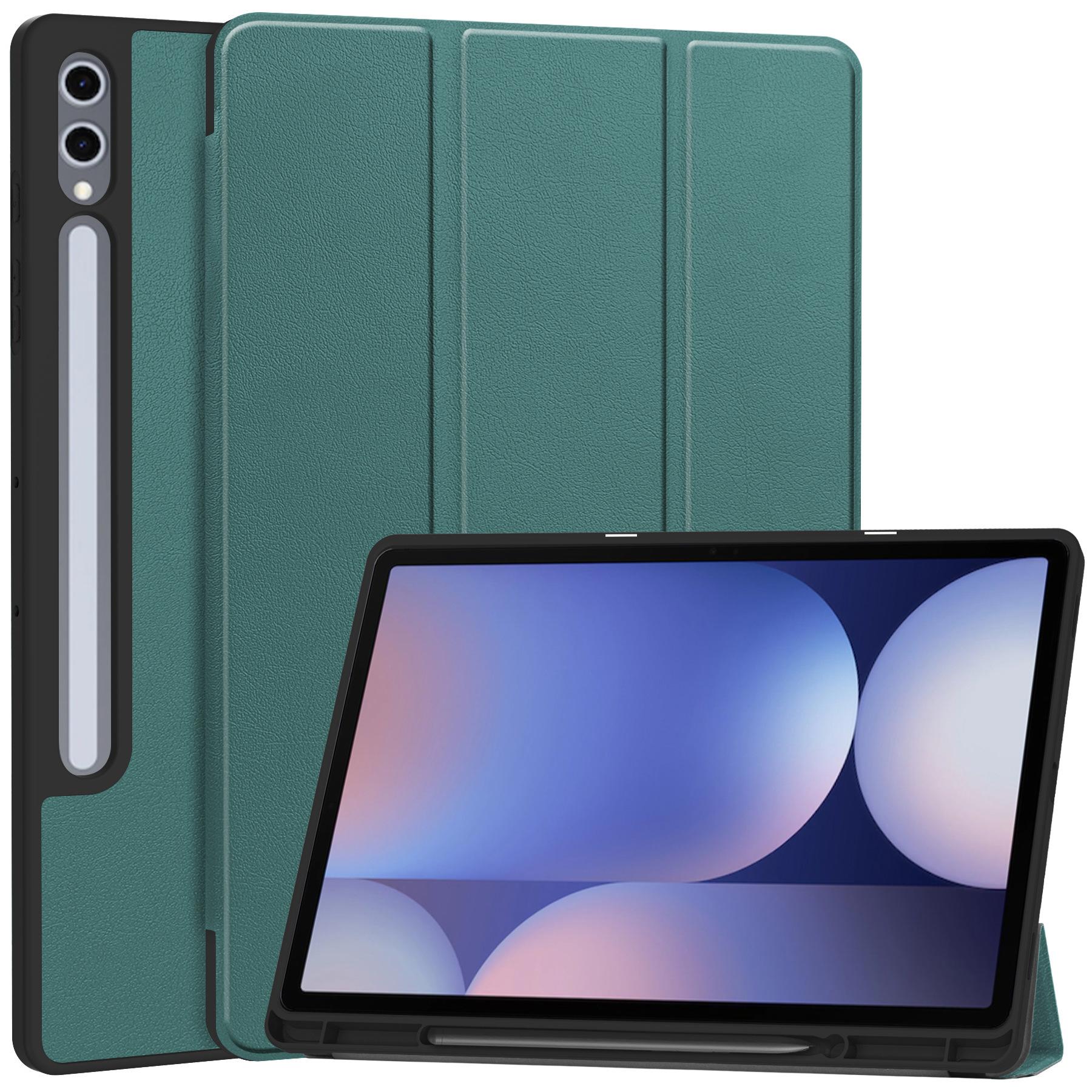 

Чехол для планшета Samsung Galaxy Tab S10+ Plus / S9+ Plus 12,4 дюйма, тонкий чехол Folio, легкий жесткий защитный чехол с многоугольной подставкой for Samsung Tab S10 Plus зелёный