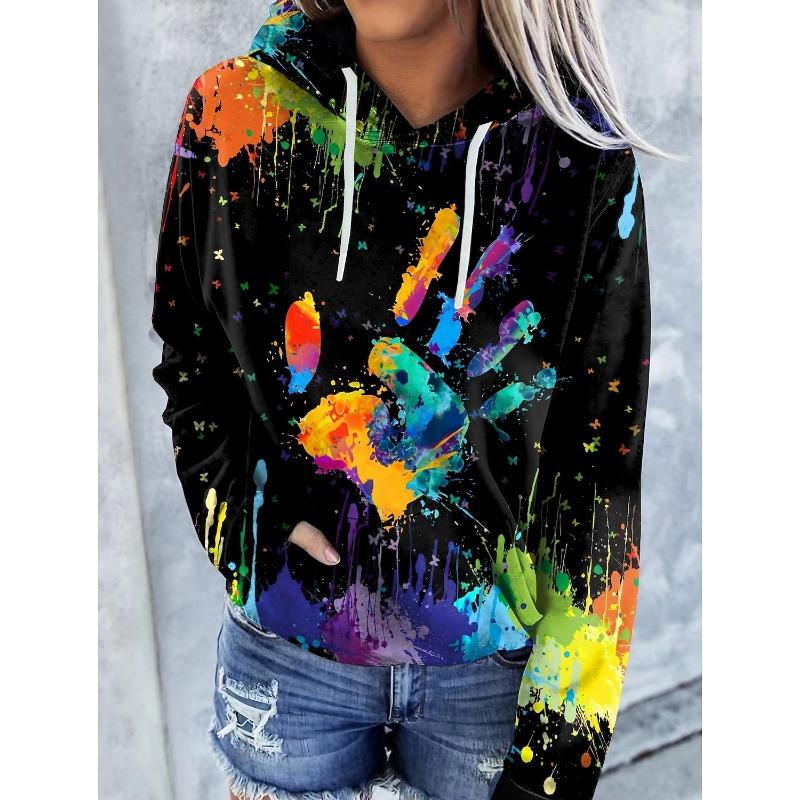 Women's Hoodie Sweatshirt Pullover Casual Hoodie Long Sleeve Top cat leaf pattern 3D Print Winter Hoodies for women