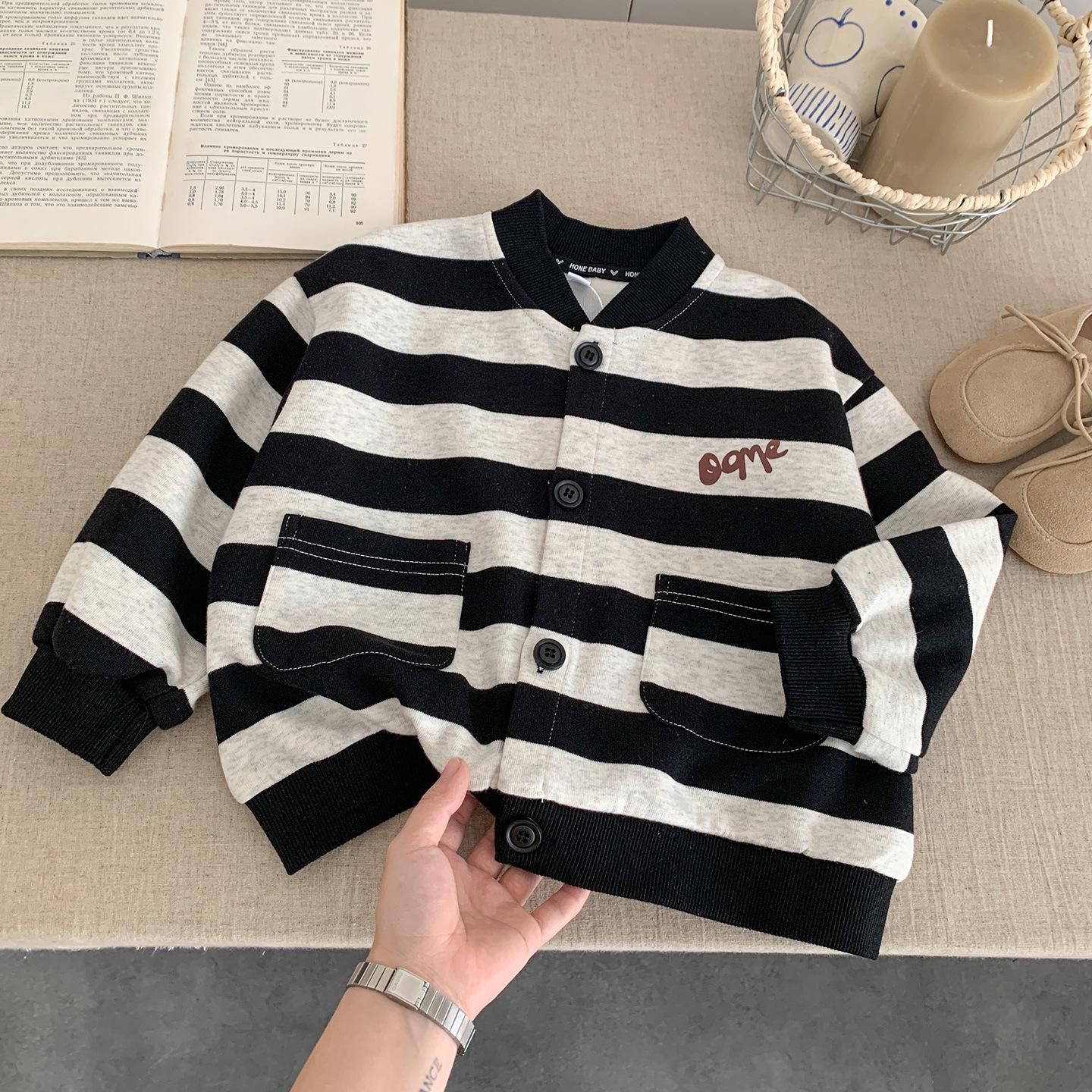 Весенне-осенняя полосатая куртка для мальчиков в корейском стиле - Модный детский свитшот 130cm