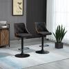 Set of 2 Height-Adjustable Bar Stools 360 Degrees Swivel with Footrest, Tufted Fabric