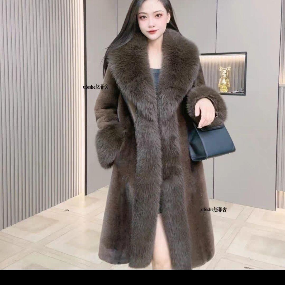 

Меховая женская искусственная норковая кожаная женская шуба тонкая длинная имитация золотой норки куртка большого размера зимняя новая 3XL