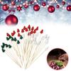 100pcs Creative Christmas Tree Cocktail Picks Bamboo Fruit Skewers Mixed Color Party Decor