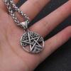 Vintage Viking Tree of Life Pentagram Necklace Stainless Steel Yggdrasil Pentacle Pendant Wiccan Pagan Amulet for Men Women