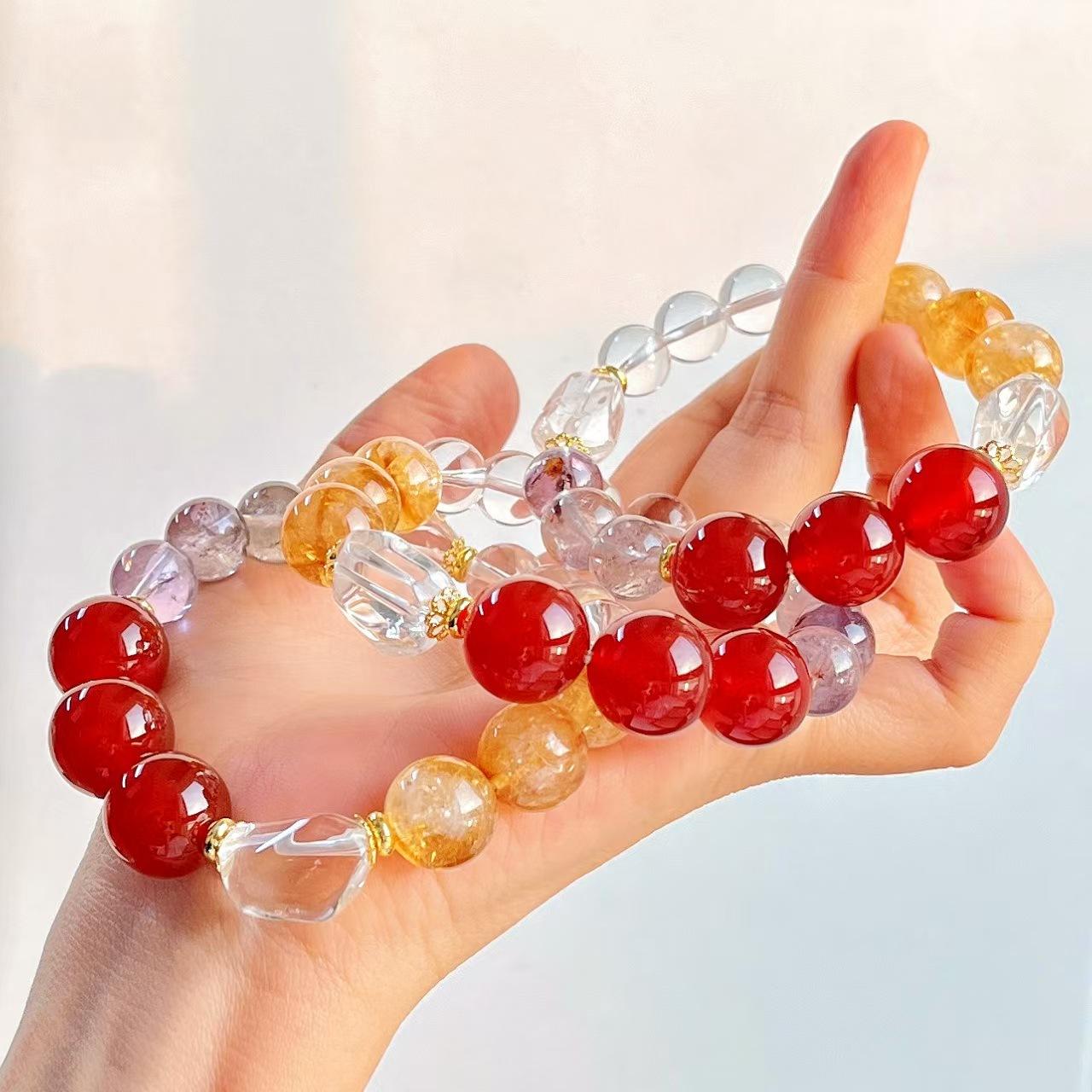 High Quality Natural Citrine Chalcedony White Crystal Purple Ghost Bracelet Bracelet.