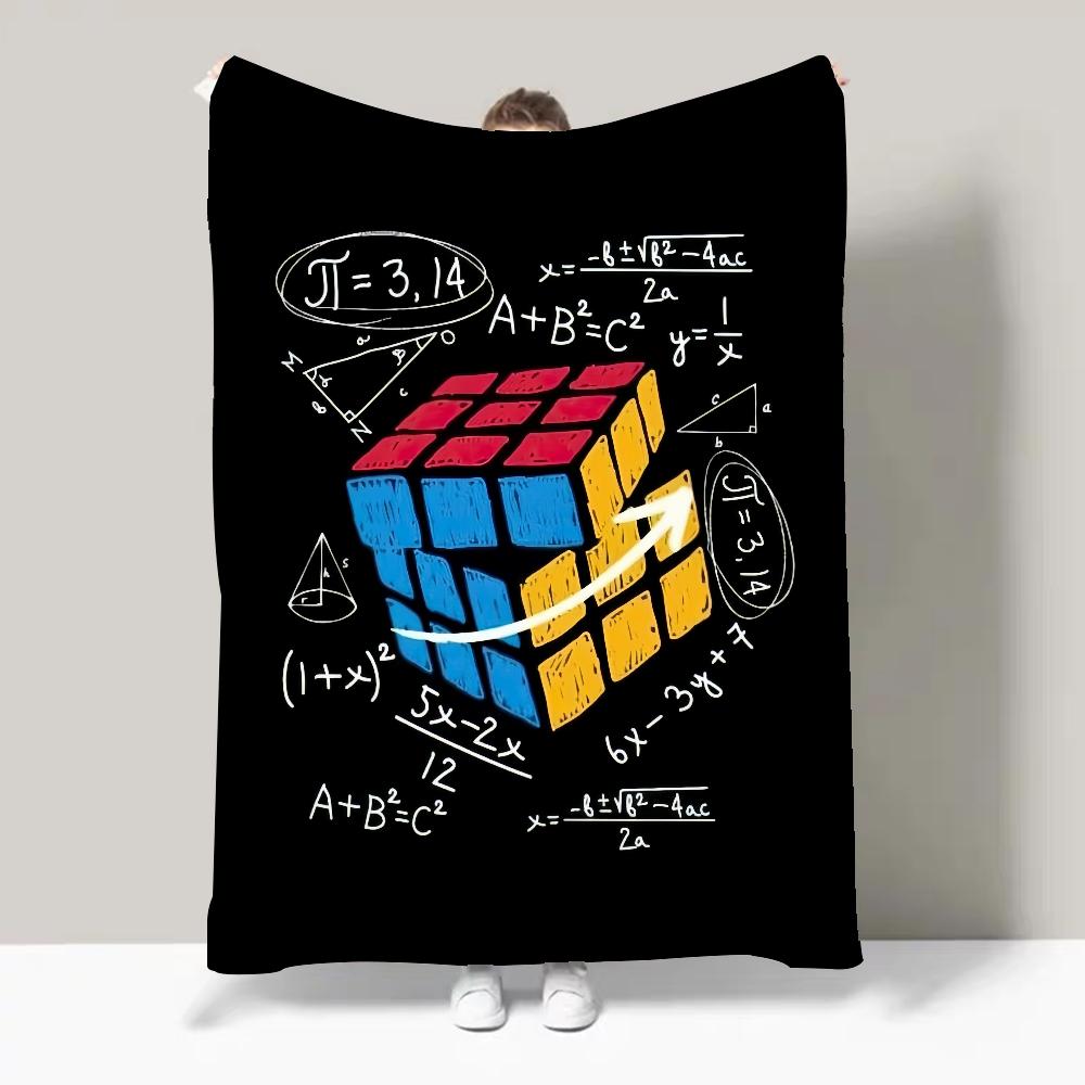 Rolig Känd Konstnär R-Rubiks Kub pekare Filt Design Lättviktig För Sovsalar, Power Naps, Vardagsrum, Kontor, Soffa, Hela Säsongen