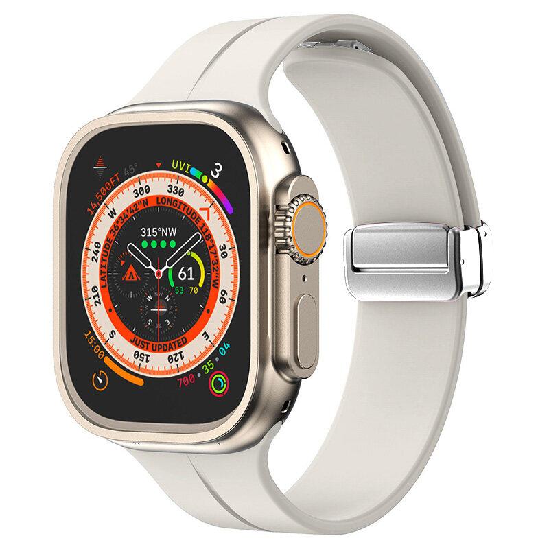 Magnetic Strap For Apple watch ultra band 49mm 45 mm Silicone Bracelet iWatch Series 7 8 se 6 5 3 44mm 45mm 40mm 41mm 42mm 38mm