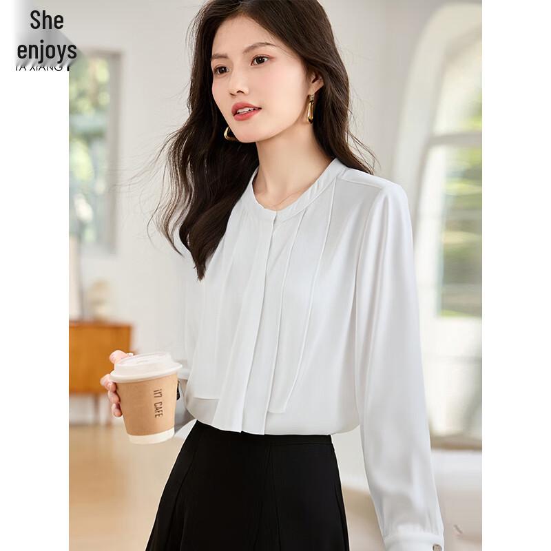 Women s Elegant White Long-Sleeve Blouse XL