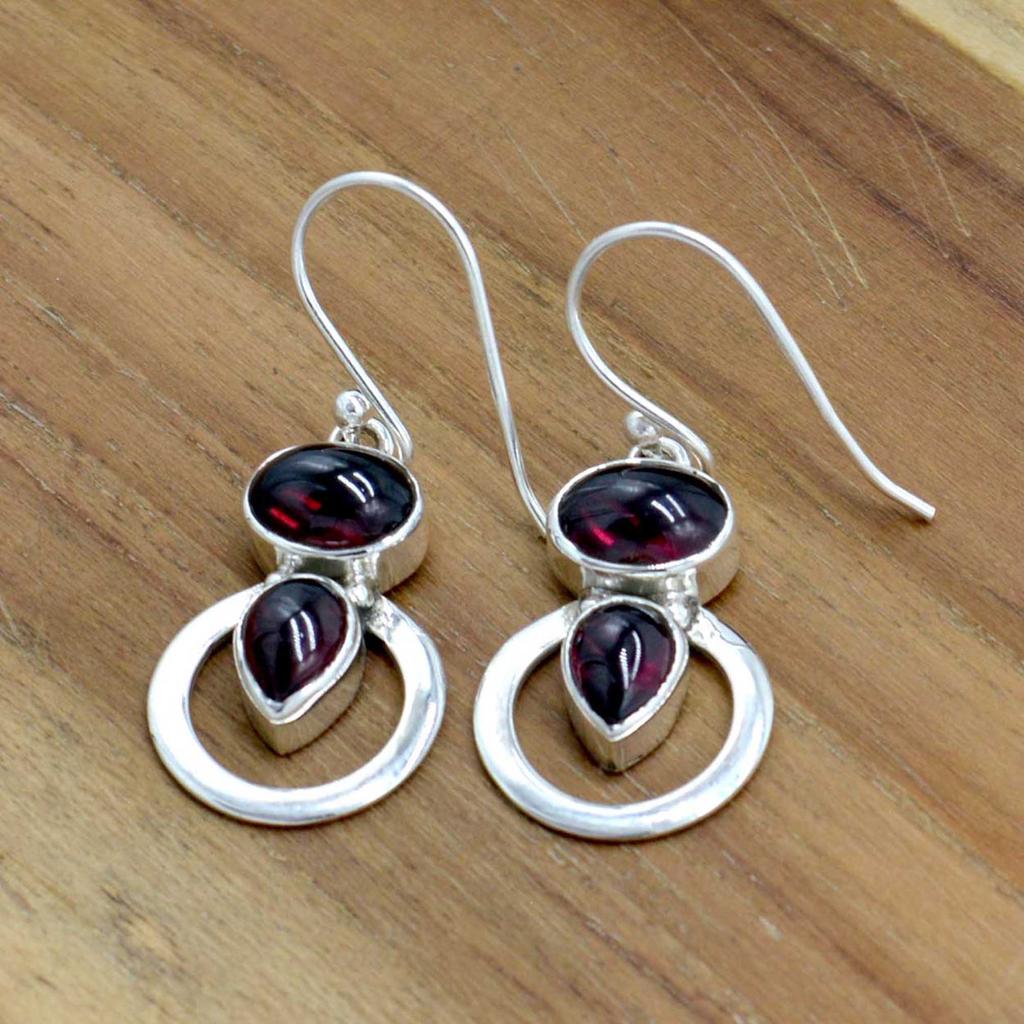 Ruby 925 Sterling Silver Earrings, Pear & Oval Gemstone Handmade  Multi Stone Earrings, Gift For Her