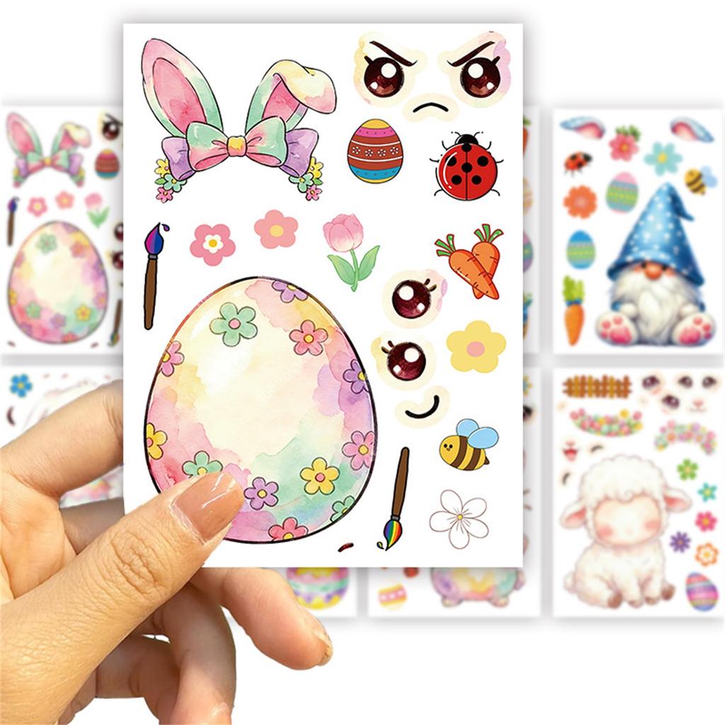 Easter Cute Egg Bunny Stickers (8pcs), Cartoon DIY Stickers, Children's Holiday Gifts, Diary Decorations, Computer Decorations