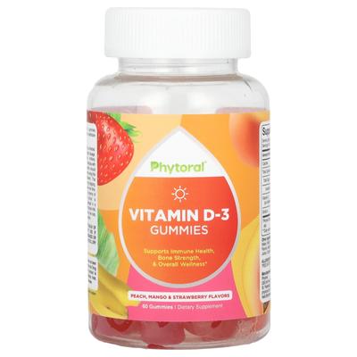 Vitamin D-3 Gummies, Peach, Mango and Strawberry Flavors, 60 Gummies