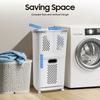 Bymaocar 2 Layers White PP Material Laundry Basket with Wheels Freestanding Multi-function Clothes Basket for Toilets, Bedrooms