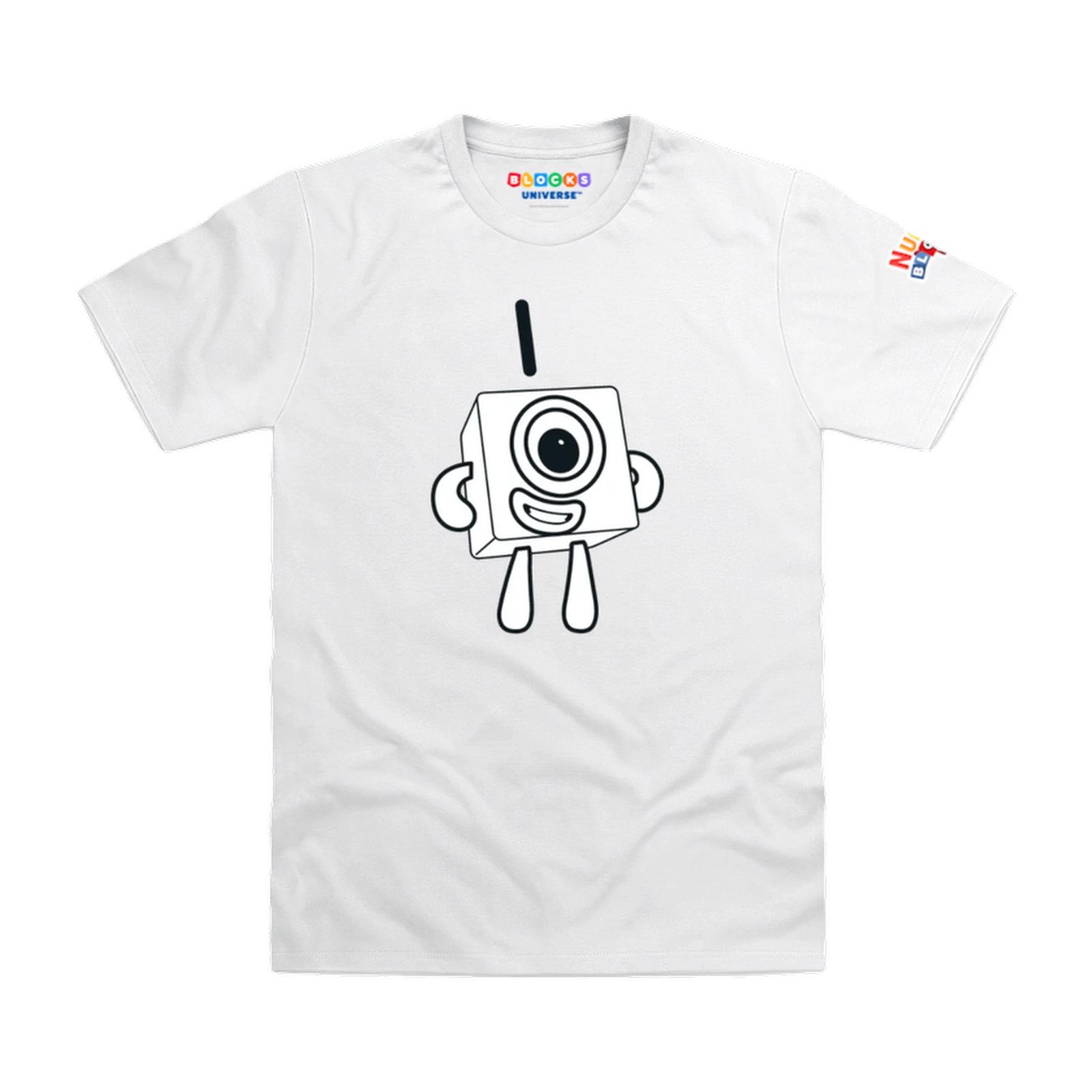 Officially Licensed Numberblocks Colour Me In One Kids T-Shirt 130