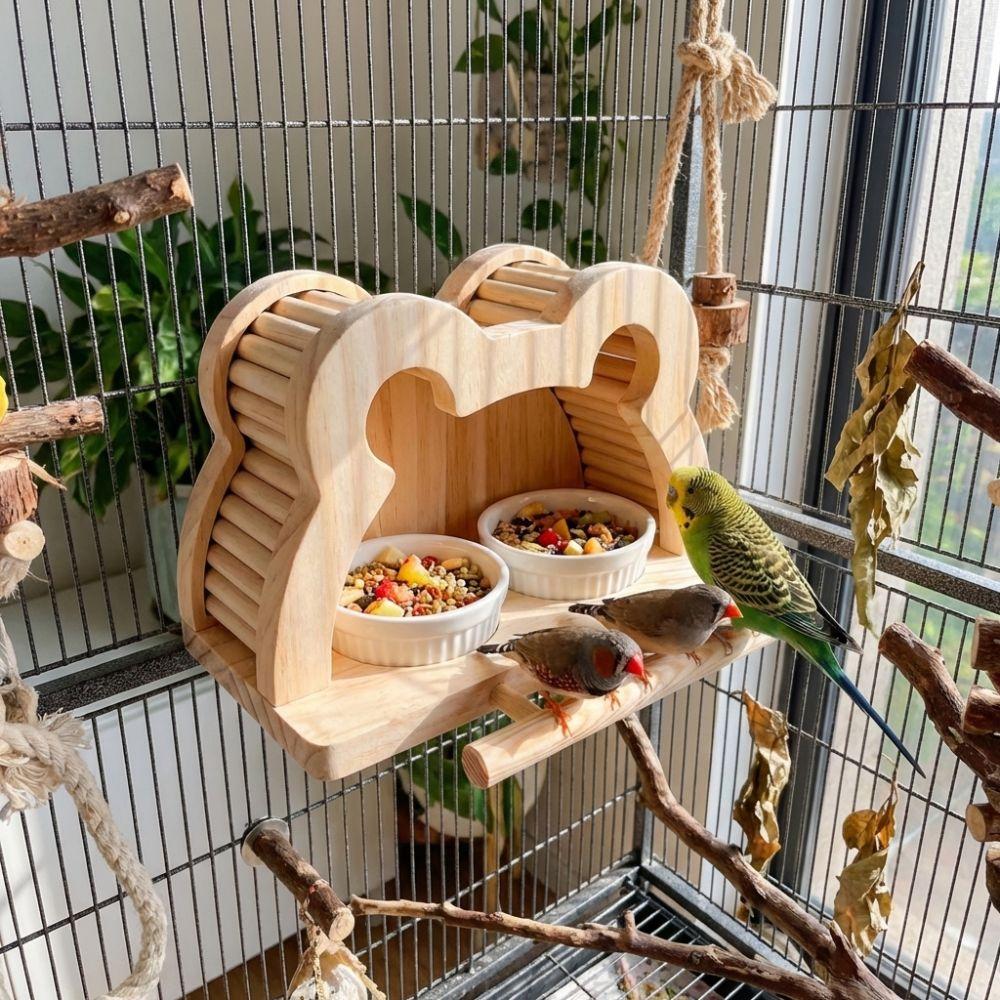 Large Capacity Wooden Bird Nest House Bite Resistant Bird Perch Bird Feeding Station  Aviary Use