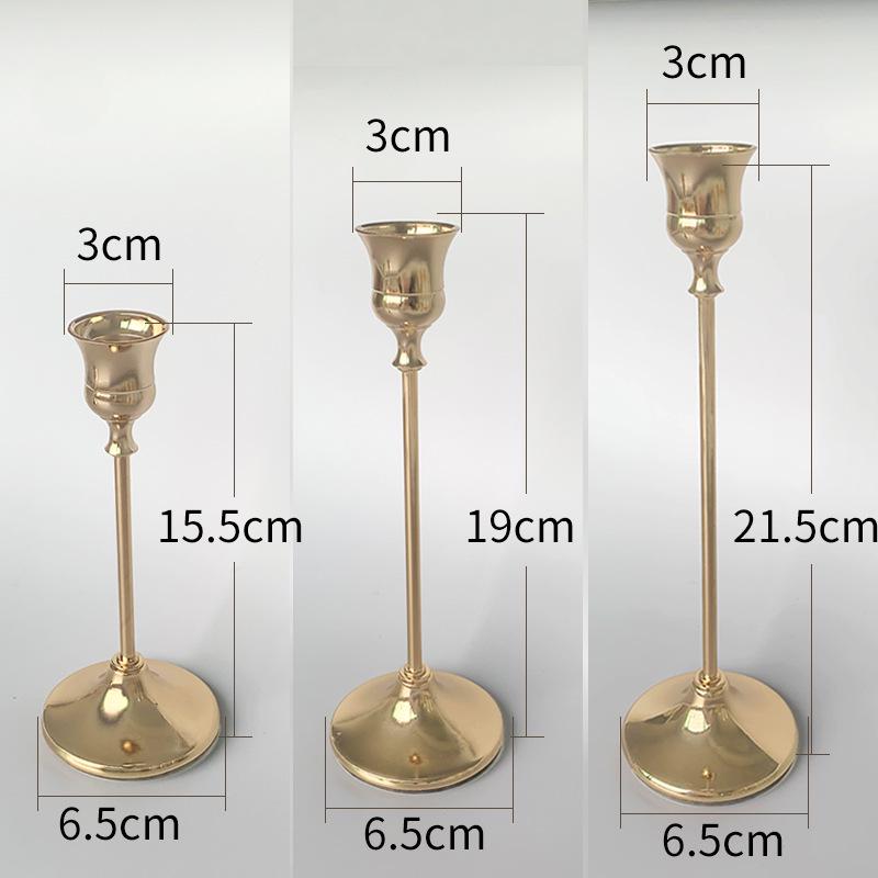 Europejski Złoty Świecznik z Kutego Żelaza - Luksusowy Romantyczny Dekor na Kolację przy Świecach