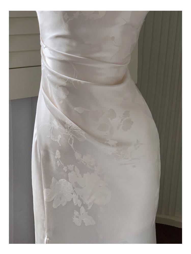 Women's Retro Chinese Style Cheongsam Dress with Stand Collar and Slit - Slimming Evening Long Dress