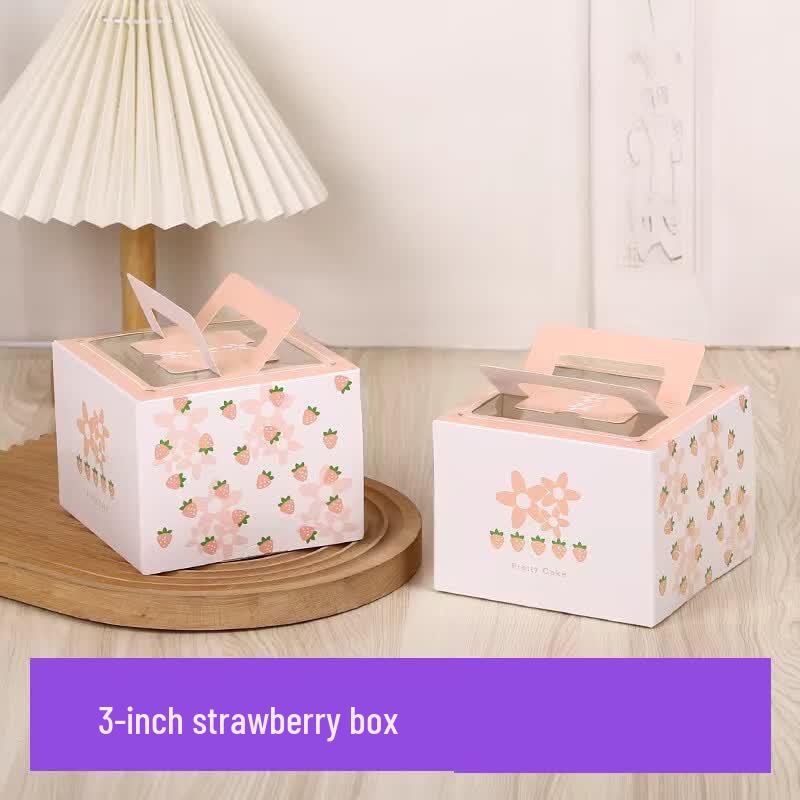 Miaojiayi 3-inch Strawberry Portable Baking Boxes (50 Sets)