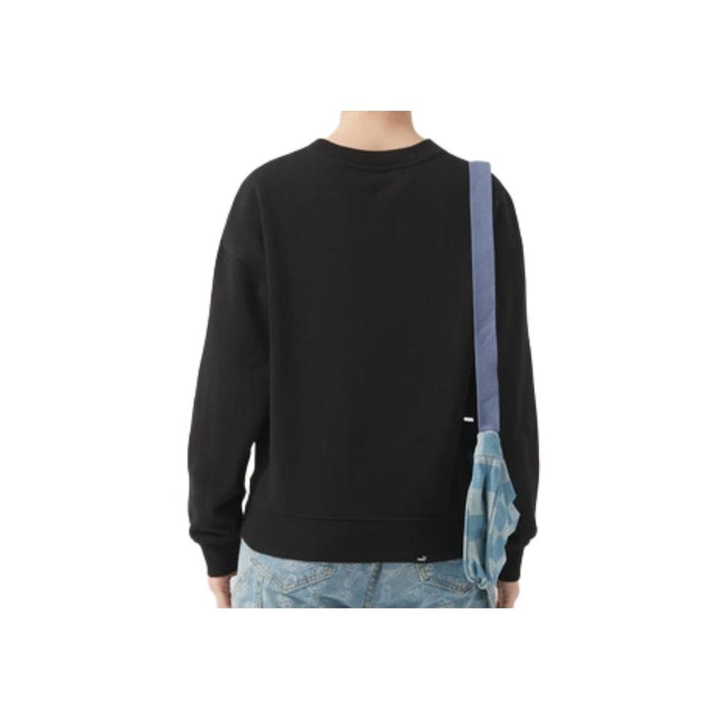 Puma Essential Crew Fleece Solid Color Loose Sweatshirt Unisex Sweatshirt Black 632292-01