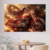 2D Feuereagle & Motorrad Kulisse, Coole Biker-Themen Fotografie Hintergrund