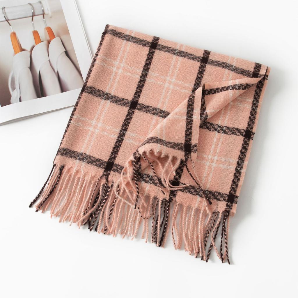 New Korean Sweet and Warm Imitation Cashmere Scarf Plaid Student Couple Winter Thickened Warm Long Scarf