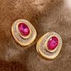 Fashion Classic Pink Color Crystal Enmale Earrings For Women Girls Exquisite Design Pendant Flower Ear Rings Jewelry Accessories