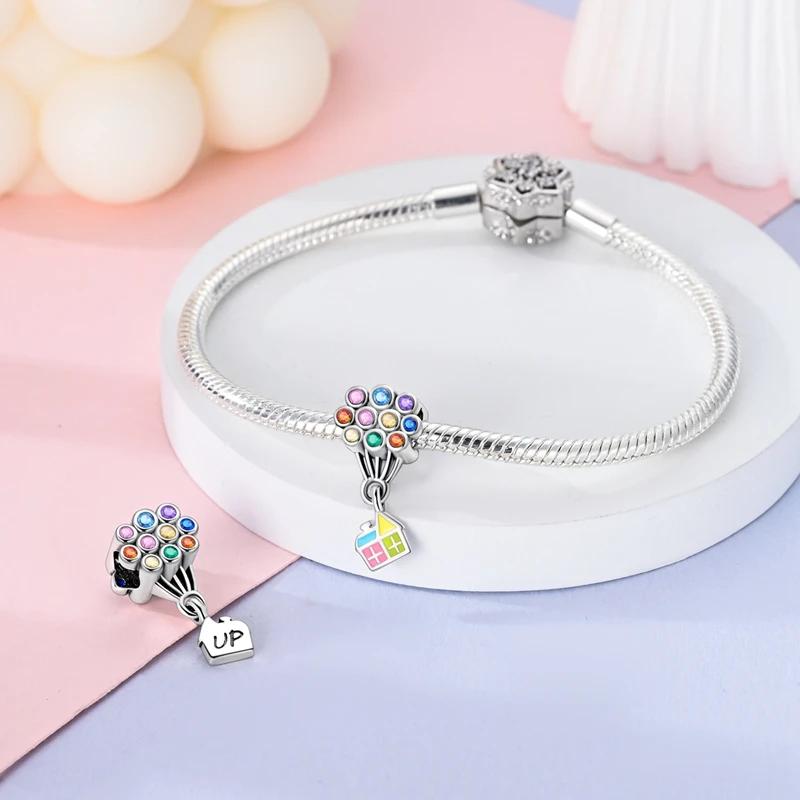 Original Copper Air Balloon Happy Birthday Love Couples Pendants Fit Bracelets Diy Jewelry Lover Friend Gift