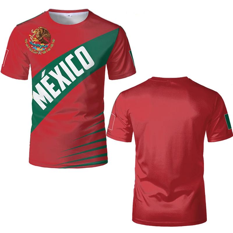 Mexican Flag National Emblem 3D Printed T-shirts Street Wear Oversized Round Neck Short-sleeved Men's T-shirts