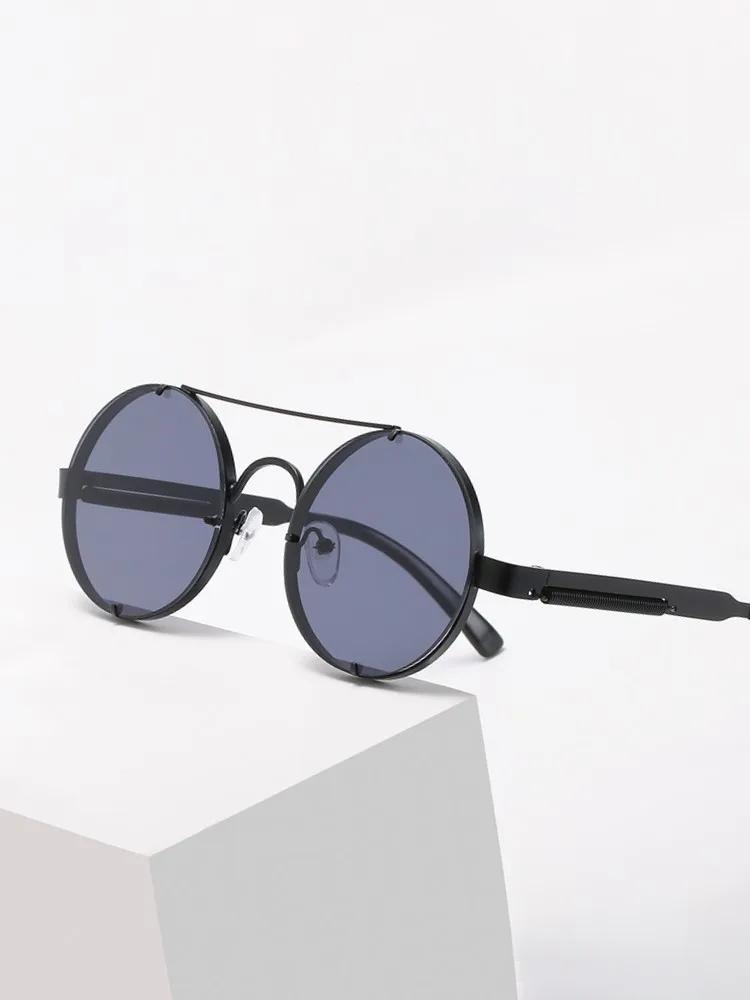 Metal Round Steampunk Rimless Sunglasses Women Fashion Brand Designer Vintage Elastic Sun Glasses For Men Lentes
