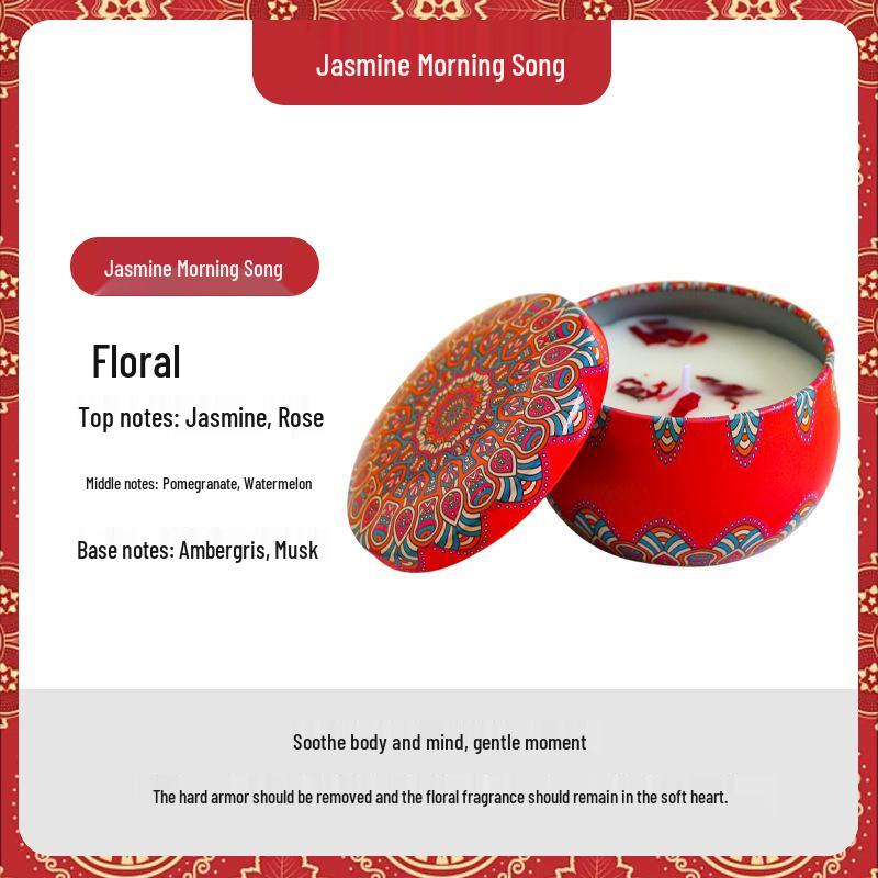 Ethnic Style Aromatherapy Candle Gift Set with Tinplate Dried Flowers