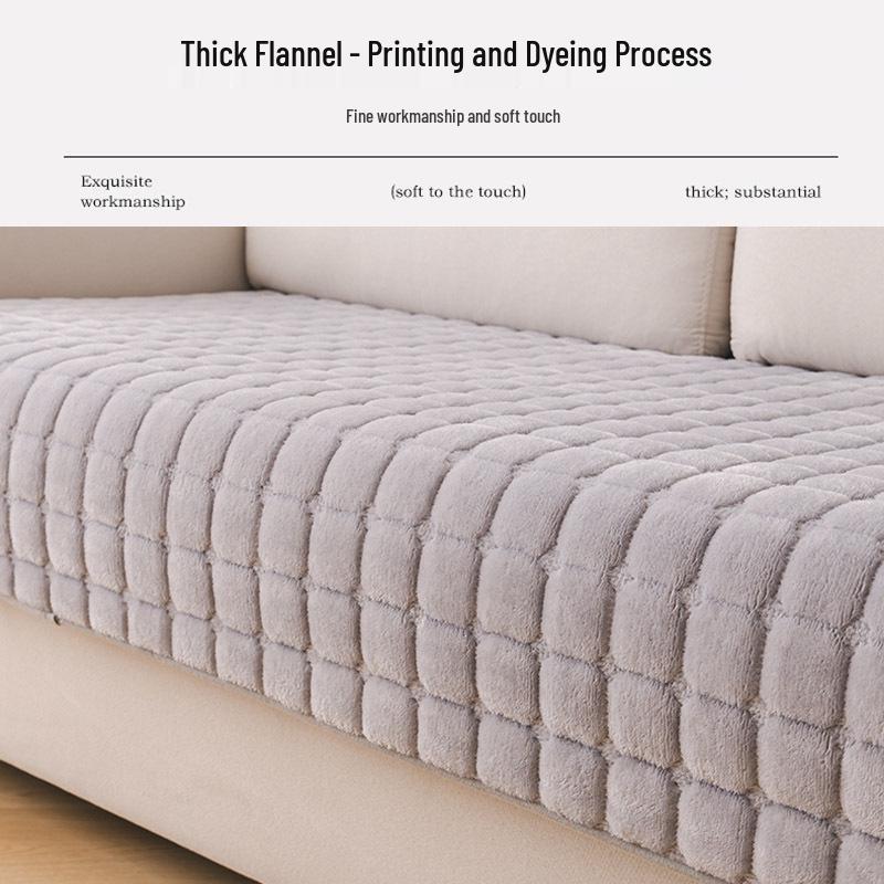 Thickened Non-slip Flannel Sofa Cushion Cover for Autumn and Winter