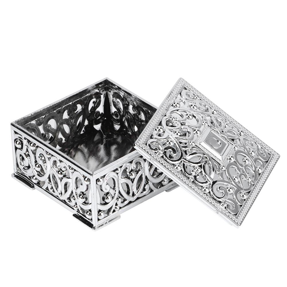 12Pcs European Style Hollow Square Candy Box Container Sugar Box Wedding SuppliesSilver