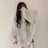 Women Thin Linen Jacket Fashion Ladies Outerwear White Sunscreen Clothing Retro Loose Long Sleeve Female Knitted Cardigan