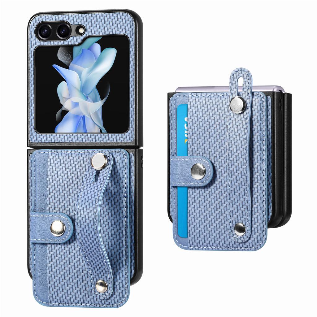 case for Samsung Z Flip 7 6 5 4 3 Wristband holder card holder fiber texture business protective case full coverage plain tough