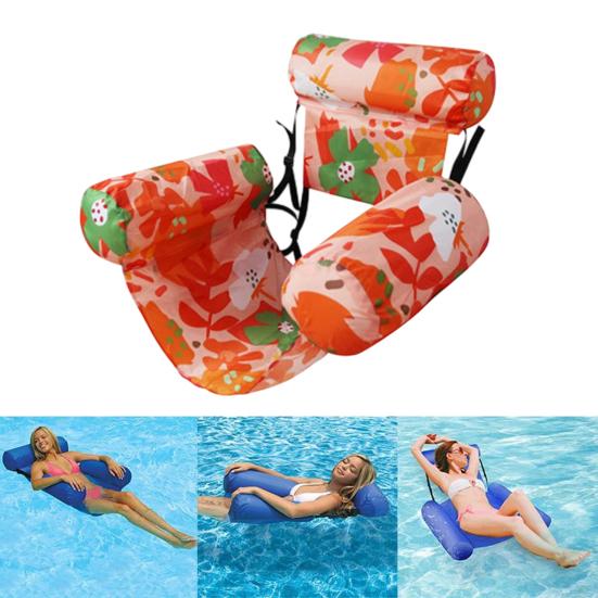 Inflatable Pool Floats for Adult Heavy Duty Pool Lounge Chairs Tropical Plants Pattern Water Floating Hammock for Summer Pool Beach Lake