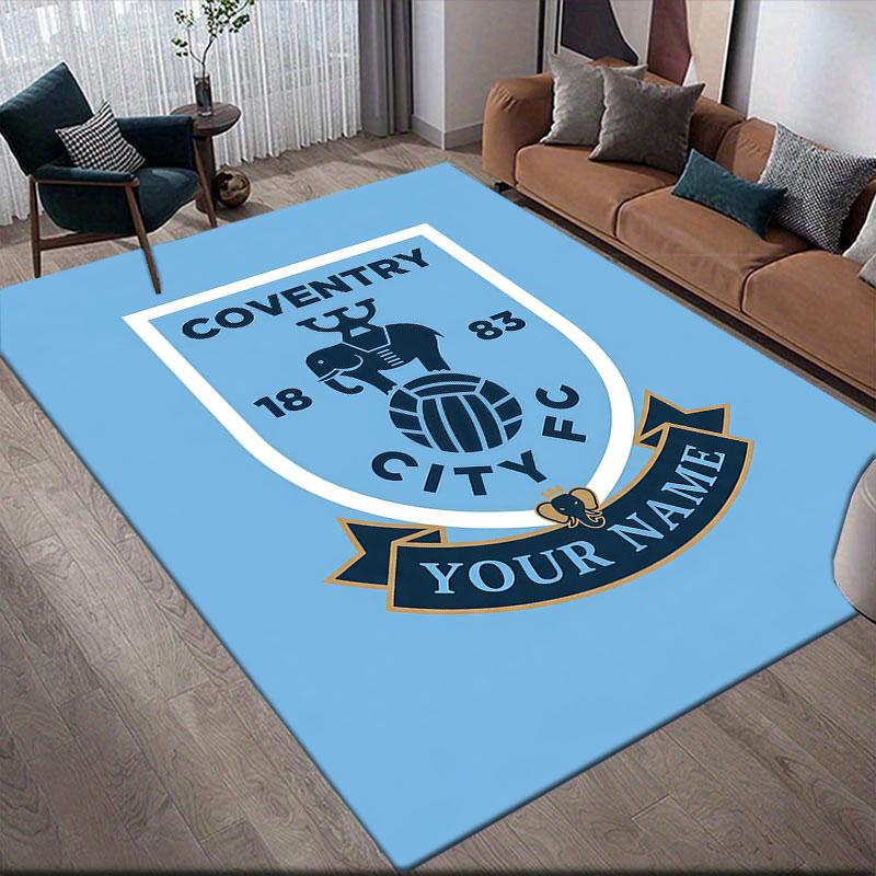 Custom Name,Coventry City Home Sofa Decoration for Living Room & Bedroom, Non‑Slip Play Flannel Floor Mat for Game Room