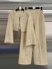 Elegant Spring/Summer 2026 Rhinestone Tassel Two-Piece Suit: Round Neck Top & Straight-Leg Pants