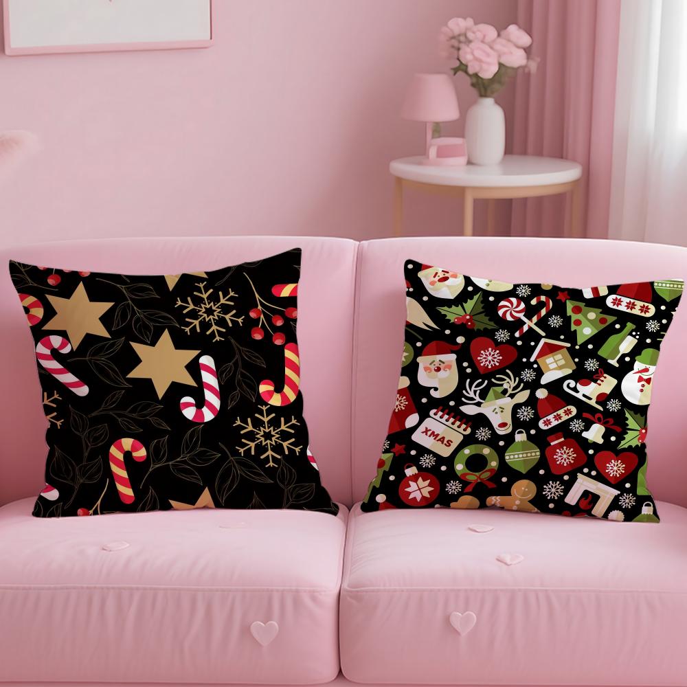 Christmas tree bells snowman Cushion Cover Comfortable Reversible Pillow Cover Ideal for Car Sofa Bedroom & Beyond