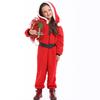 Kinder Mädchen Weihnachten Xmas Roter Elf Samt Kapuzen Jumpsuit Gürtel Set Kinder Weihnachtsmann Halloween Rollenspiel Verkleiden Cosplay Kostüm