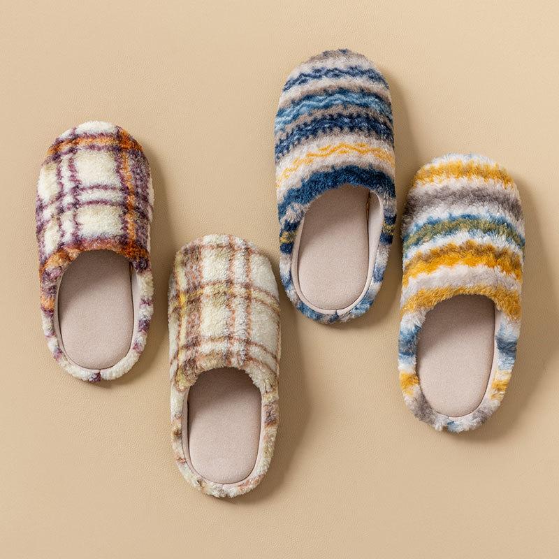 Japanese silent floor cotton slippers autumn and winter non-slip and deodorant indoor home plush slippers winter