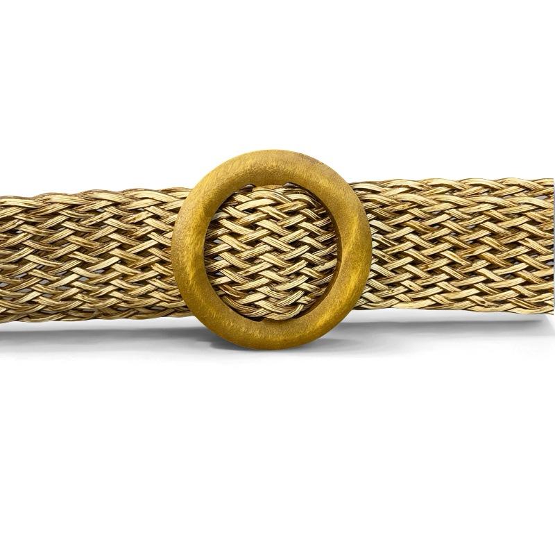 Korean Style Retro Wood Buckle Woven Belt for Women - Versatile Fashion Accessory