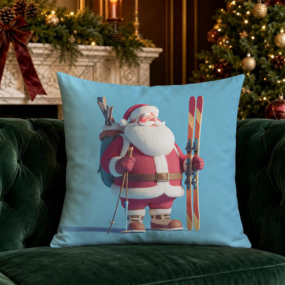 Christmas Cute Santa Throw Pillow Covers Pattern Cushion Cover Suitable for Sofa Bedroom Car Pillow Cover