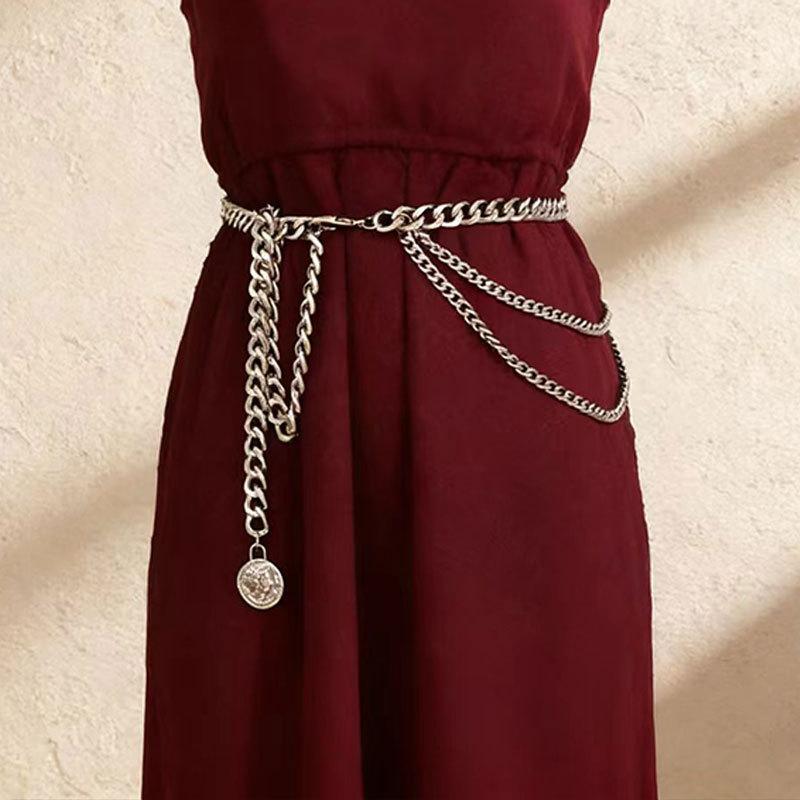 Multi-Layer Waist Chain Women'S Personality Simple Portrait Coin Pendant Body Chain Dress Waist Accessories