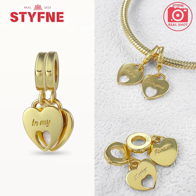 Silver S925 Heart Series Charm Gold Love Star Beads Double Dangle Charm Be Love Heart Charm for Women Diy Jewelry Gifts