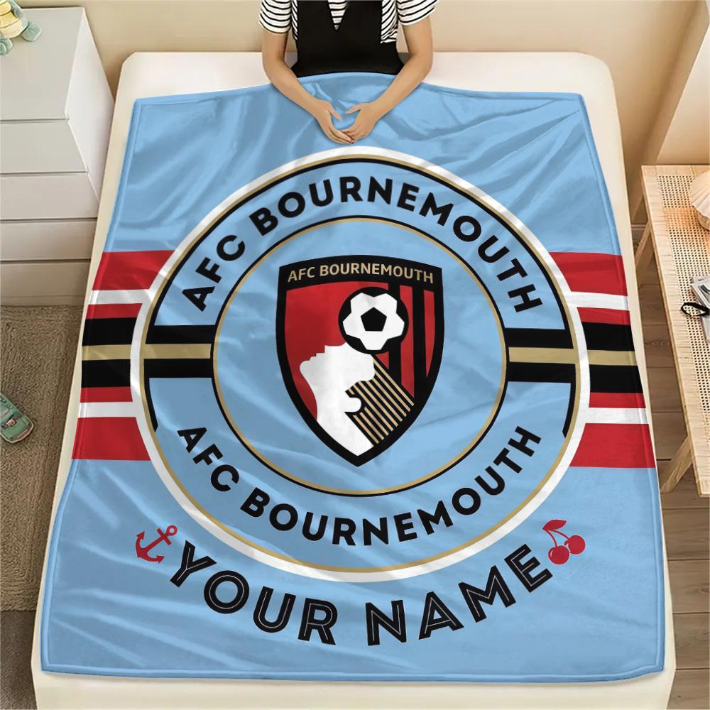 Custom Name AFC Bournemouth Flannel Blanket, High quality Comfortable for All Seasons, Home Decor, Warmth and Comfort