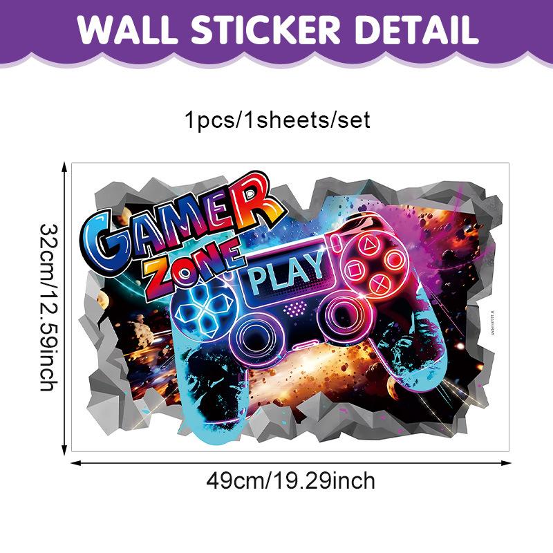 3D Gaming Wall Sticker Self-Adhesive Game Room Decor Gamer Bedroom Wall Decal